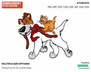 Oliver, Dodger - Disney's Oliver and Company - Embroidery Design in 3 sizes & 8 formats