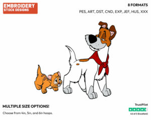 Oliver, Dodger - Disney's Oliver and Company - Embroidery Design in 3 sizes & 8 formats