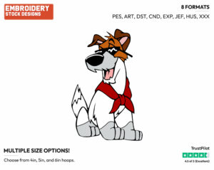 Dodger Wearing Sunglasses - Disney's Oliver and Company - Embroidery Design in 3 sizes & 8 formats
