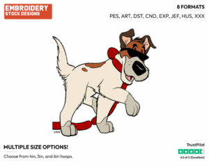 Dodger - Disney's Oliver and Company - Embroidery Design in 3 sizes & 8 formats