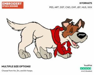 Dodger - Disney's Oliver and Company - Embroidery Design in 3 sizes & 8 formats
