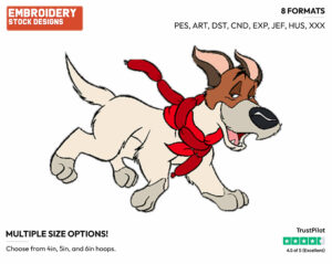 Dodger - Disney's Oliver and Company - Embroidery Design in 3 sizes & 8 formats