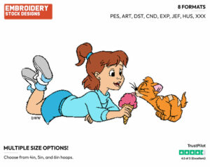 Oliver, Jenny Ice Cream Cone - Disney's Oliver and Company - Embroidery Design in 3 sizes & 8 formats