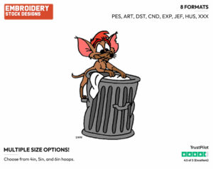 Tito Going Through Garbage Can - Disney's Oliver and Company - Embroidery Design in 3 sizes & 8 formats