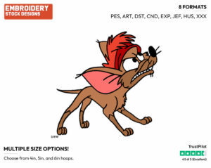 Tito Growling - Disney's Oliver and Company - Embroidery Design in 3 sizes & 8 formats