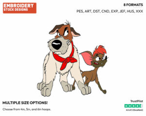 Tito, Dodger Growling - Disney's Oliver and Company - Embroidery Design in 3 sizes & 8 formats