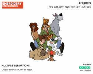 Tito, Oliver, Dodger, Rita, Francis, Einstein, Fagin - Disney's Oliver and Company - Embroidery Design in 3 sizes & 8 formats