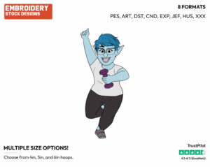 Laurel Lightfoot Lifting Weights, Exercising - Disney's Onward - Embroidery Design in 3 sizes & 8 formats