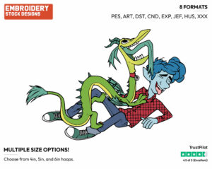 Blazey Greeting Ian - Disney's Onward - Embroidery Design in 3 sizes & 8 formats