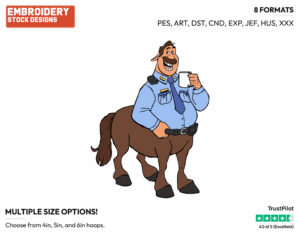 Officer Colt Bronco Drinking Coffee - Disney's Onward - Embroidery Design in 3 sizes & 8 formats