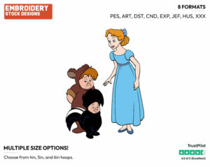 Wendy, Cubby, Tootles - Disney's Peter Pan & Tinker Bell - Embroidery Design in 3 sizes & 8 formats