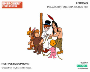 John, Michael, Indian, Slightly, Cubby - Disney's Peter Pan & Tinker Bell - Embroidery Design in 3 sizes & 8 formats