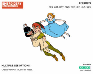 Peter Pan, Wendy, Tiger Lily - Disney's Peter Pan & Tinker Bell - Embroidery Design in 3 sizes & 8 formats