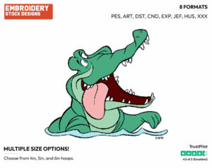 Crocodile - Disney's Peter Pan & Tinker Bell - Embroidery Design in 3 sizes & 8 formats