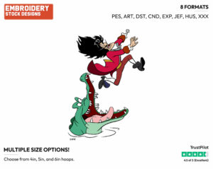 Crocodile, Captain Hook - Disney's Peter Pan & Tinker Bell - Embroidery Design in 3 sizes & 8 formats