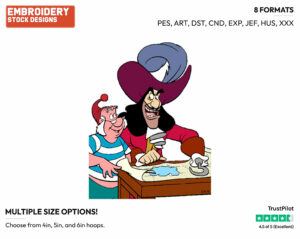 Captain Hook, Smee - Disney's Peter Pan & Tinker Bell - Embroidery Design in 3 sizes & 8 formats