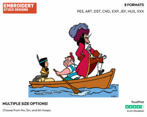 Smee, Captain Hook, Tiger Lily - Disney's Peter Pan & Tinker Bell - Embroidery Design in 3 sizes & 8 formats
