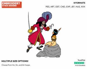 Captain Hook, Tiger Lily - Disney's Peter Pan & Tinker Bell - Embroidery Design in 3 sizes & 8 formats