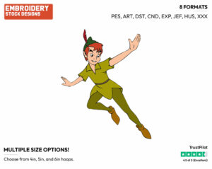 Peter Pan Flying - Disney's Peter Pan & Tinker Bell - Embroidery Design in 3 sizes & 8 formats
