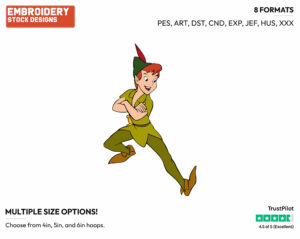 Peter Pan - Disney's Peter Pan & Tinker Bell - Embroidery Design in 3 sizes & 8 formats
