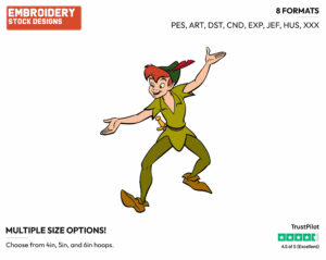 Peter Pan Offering His Hand - Disney's Peter Pan & Tinker Bell - Embroidery Design in 3 sizes & 8 formats