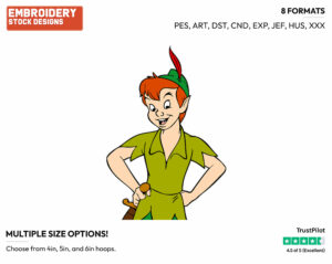 Peter Pan With Hands On Hips - Disney's Peter Pan & Tinker Bell - Embroidery Design in 3 sizes & 8 formats
