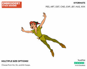 Peter Pan Flying - Disney's Peter Pan & Tinker Bell - Embroidery Design in 3 sizes & 8 formats