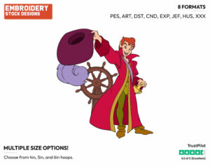 Peter Pan Waving Hook's Hat - Disney's Peter Pan & Tinker Bell - Embroidery Design in 3 sizes & 8 formats