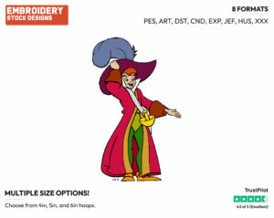 Peter Pan Putting On Hook's Hat - Disney's Peter Pan & Tinker Bell - Embroidery Design in 3 sizes & 8 formats