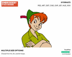 Peter Pan With Arms Crossed - Disney's Peter Pan & Tinker Bell - Embroidery Design in 3 sizes & 8 formats