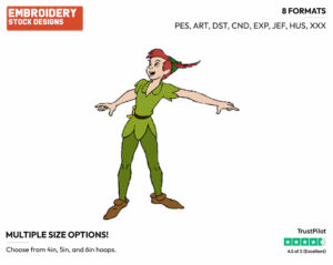 Peter Pan Pointing - Disney's Peter Pan & Tinker Bell - Embroidery Design in 3 sizes & 8 formats