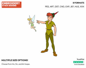 Peter Pan Banishing Tinker Bell - Disney's Peter Pan & Tinker Bell - Embroidery Design in 3 sizes & 8 formats