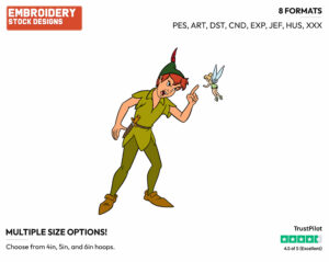 Peter Pan Getting After Tink - Disney's Peter Pan & Tinker Bell - Embroidery Design in 3 sizes & 8 formats