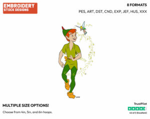 Peter Pan, Tinker Bell - Disney's Peter Pan & Tinker Bell - Embroidery Design in 3 sizes & 8 formats
