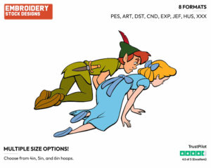 Peter Pan, Wendy - Disney's Peter Pan & Tinker Bell - Embroidery Design in 3 sizes & 8 formats