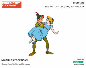Peter Pan, Wendy - Disney's Peter Pan & Tinker Bell - Embroidery Design in 3 sizes & 8 formats