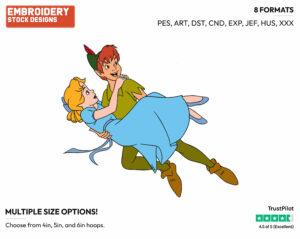 Peter Pan, Wendy - Disney's Peter Pan & Tinker Bell - Embroidery Design in 3 sizes & 8 formats