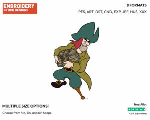 Pirate, Treasure Chest - Disney's Peter Pan & Tinker Bell - Embroidery Design in 3 sizes & 8 formats
