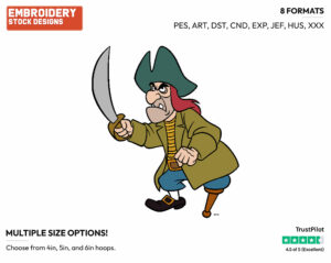 Pirate With Sword - Disney's Peter Pan & Tinker Bell - Embroidery Design in 3 sizes & 8 formats