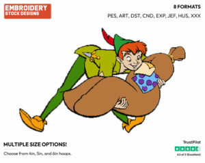 Peter Pan - Disney's Peter Pan & Tinker Bell - Embroidery Design in 3 sizes & 8 formats