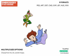 Jane, Peter Pan - Disney's Peter Pan & Tinker Bell - Embroidery Design in 3 sizes & 8 formats