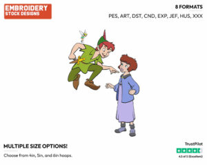 Jane, Peter Pan, Tinker Bell - Disney's Peter Pan & Tinker Bell - Embroidery Design in 3 sizes & 8 formats