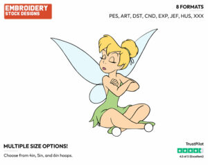 Tinker Bell Pouting - Disney's Peter Pan & Tinker Bell - Embroidery Design in 3 sizes & 8 formats