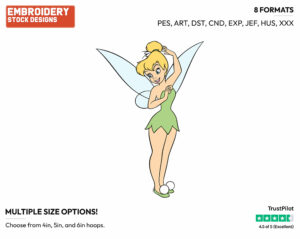 Tinker Bell Posing - Disney's Peter Pan & Tinker Bell - Embroidery Design in 3 sizes & 8 formats
