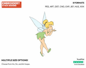Tinker Bell Blowing A Kiss - Disney's Peter Pan & Tinker Bell - Embroidery Design in 3 sizes & 8 formats