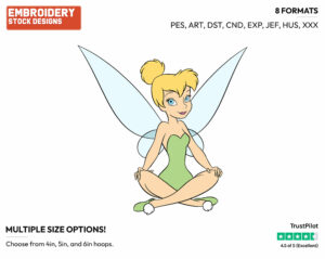 Sitting Cross-Legged - Disney's Peter Pan & Tinker Bell - Embroidery Design in 3 sizes & 8 formats