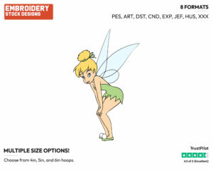 Bending Down - Disney's Peter Pan & Tinker Bell - Embroidery Design in 3 sizes & 8 formats