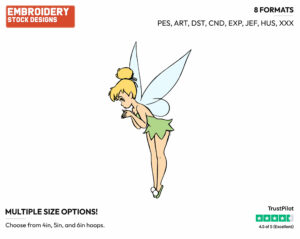 Tinker Bell - Disney's Peter Pan & Tinker Bell - Embroidery Design in 3 sizes & 8 formats