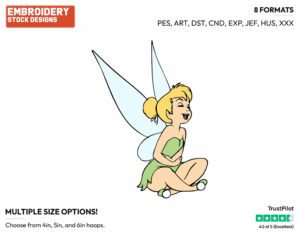 Sitting Cross-Legged - Disney's Peter Pan & Tinker Bell - Embroidery Design in 3 sizes & 8 formats