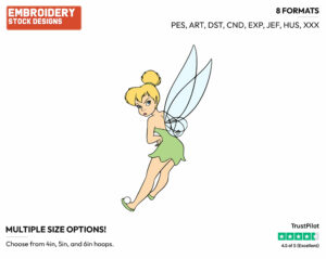 Peeved Tinker Bell, Back View - Disney's Peter Pan & Tinker Bell - Embroidery Design in 3 sizes & 8 formats